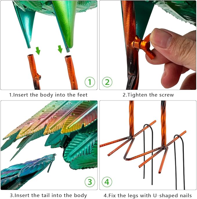 DREAMSOUL Set of 2 Peacock Garden Statues Metal Garden Sculptures & Statues Yard Art Peacock Statue