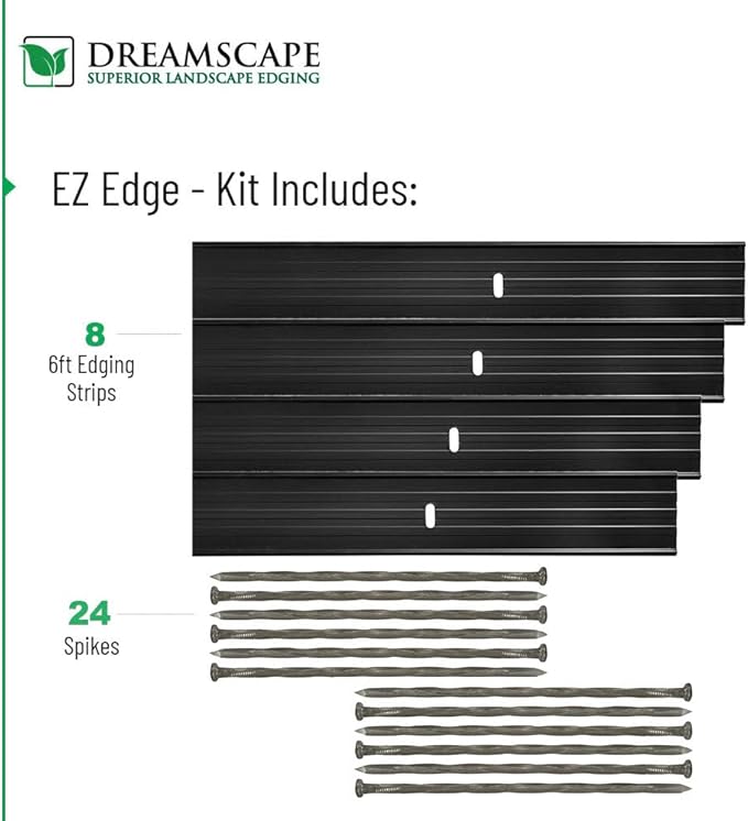 Dreamscape E-Z Edge Aluminum Landscape Edging - 8 Strips, 6ft Each (48ft Total), Mill Finish (Natural Aluminum) - Professional Quality Landscaping Border, Metal Divider for Lawn, Garden, Flowerbed…