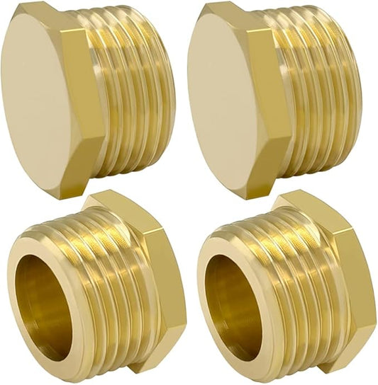 Hooshing 4PCS 3/4" GHT Male Garden Hose End Cap Plug Garden Irrigation Pipe Fittings Water Tubing Stopper