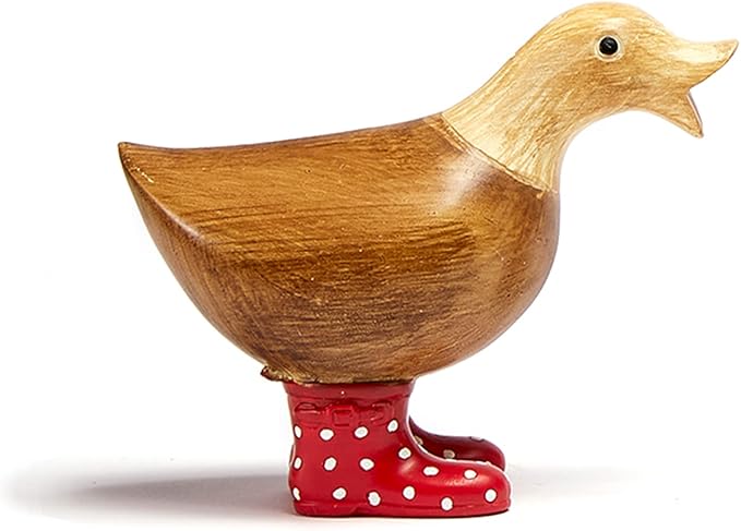 GUTE Duck Yard Decorations Yard Art Garden Puddle Ducks with Spotted Wellies Boots - Single - Garden Decor Statues, Duck Figurine Statue - Waterproof Indoor & Outdoor Lawn Gnome Ornament (Small Duck)