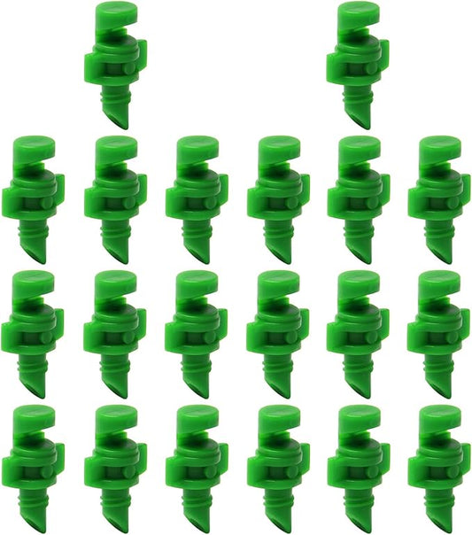 MroMax 20Pcs 180 Degree Micro Sprayer Automizing Sprinkler Nozzle Hydroponic Aeroponic Misters Fan Jet for Miniature Garden Lawn Plant Irrigation System Green