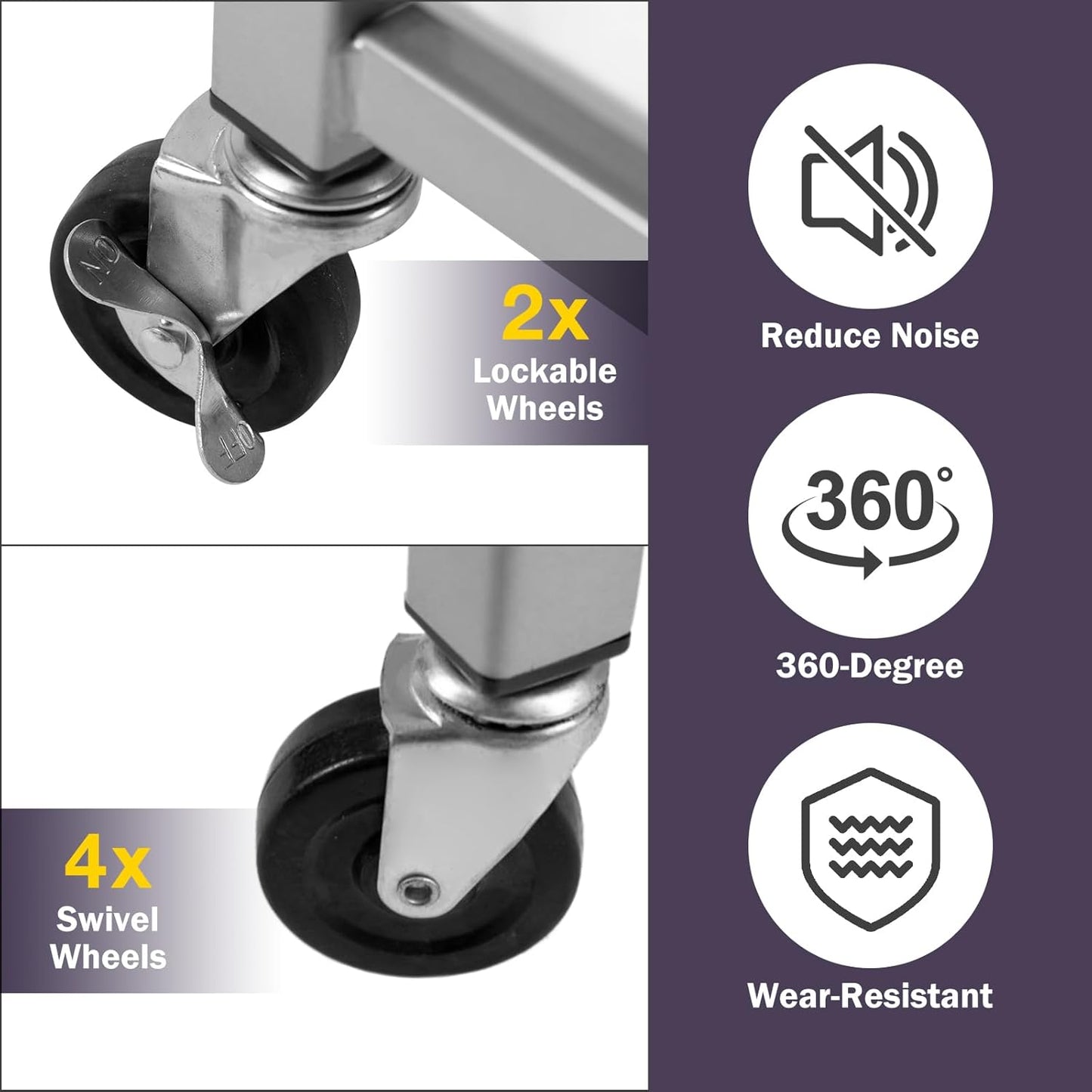 3-Tier Folding Outdoor Grill Cart, 300lbs Load Capaciy Foldable Utility Storage Rolling Kitchen Table with Lockable Wheels, 25.75" D x 20" W x 36" H, Steel Service Trolley for Food Prepping