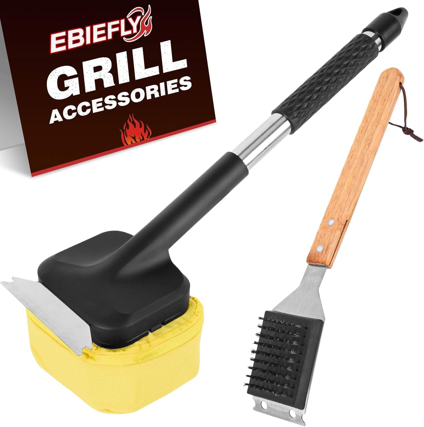 1x Steam Grill Brush for Outdoor Sponge Grill-Steam Grill Cheaning Scraper BBQ Brush-BBQ Accessory Grill Tools Heavy Duty Brush for Grill Cleaning Scraper + Bristle Free Grill Brushs for Any Grill