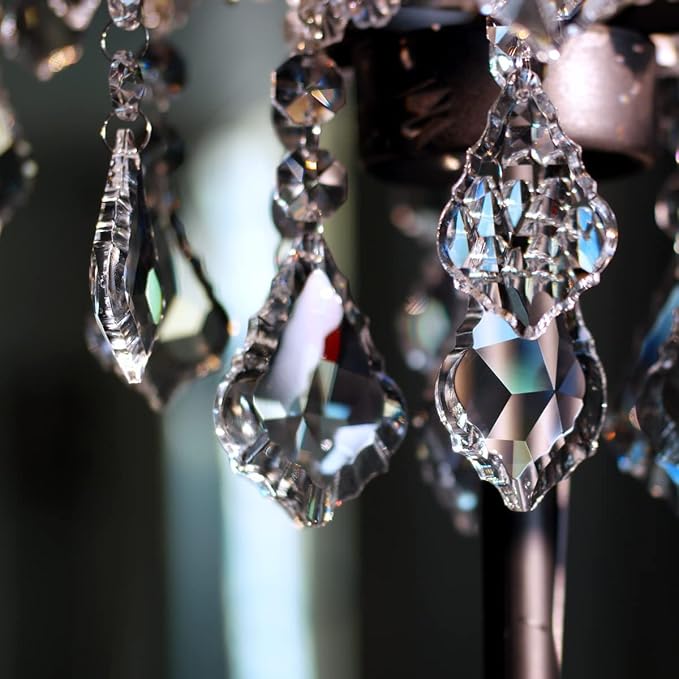 12pcs Crystal Chandelier Maple Leaf Prism Pendant Parts, 76mm Hanging Crystals Beads for Chandelier Wedding Decoration Clear