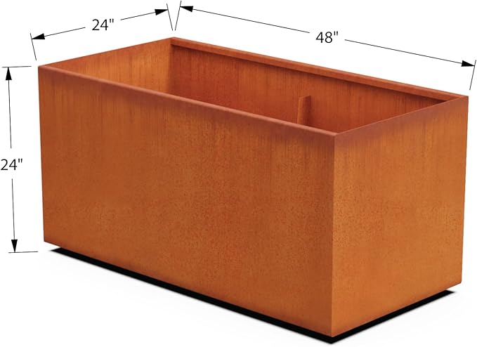 Corten Steel Planter Rectangle Outdoor Metal Garden Box Heavy Duty | Made in USA | Fully Assembled