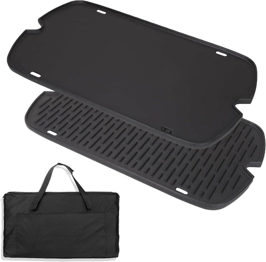 Griddle for Weber Traveler Grill 9010001 9020001 9030001, 7034 Cast Iron Griddle Insert Replacement Parts for Weber Traveler 9013001 9011701 Flat Top Griddle Accessories with Carry Bag