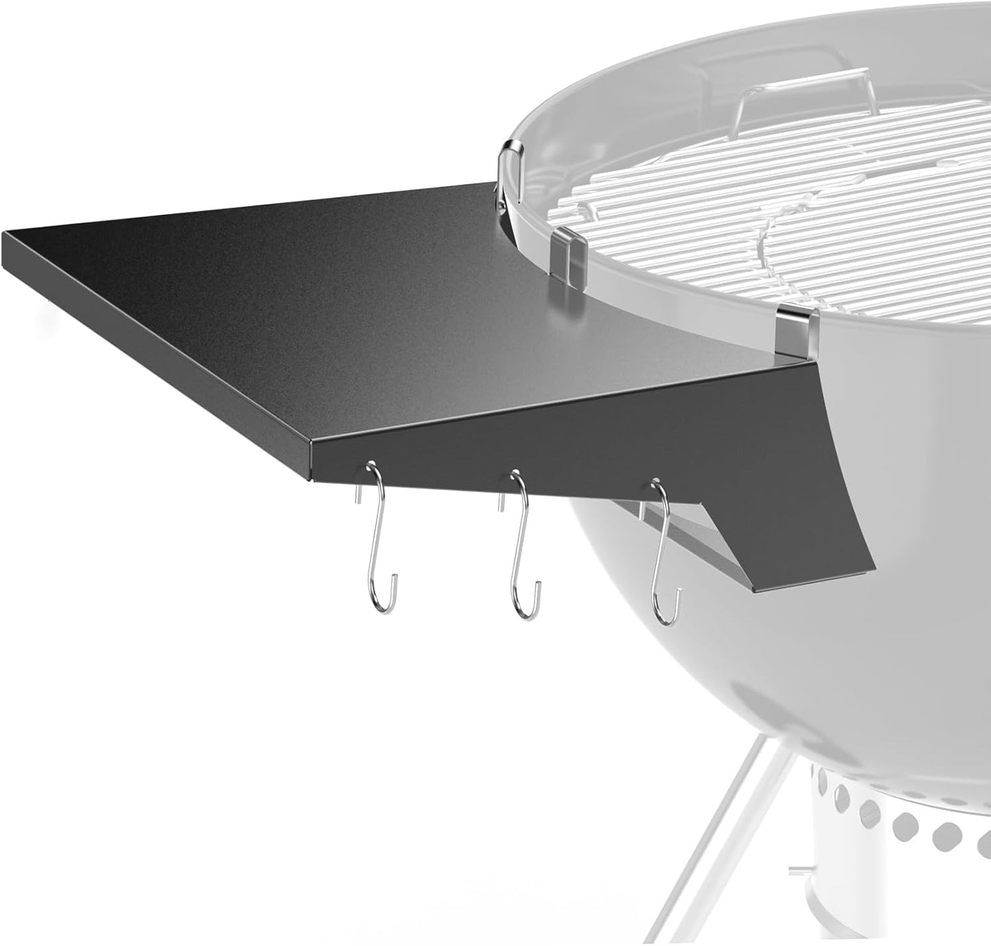 Charkettle Grill Table Shelf Compatible with Weber 22 Inches Kettle Grills, Outdoor Charcoal Grill Side Table BBQ Accessories with Hooks