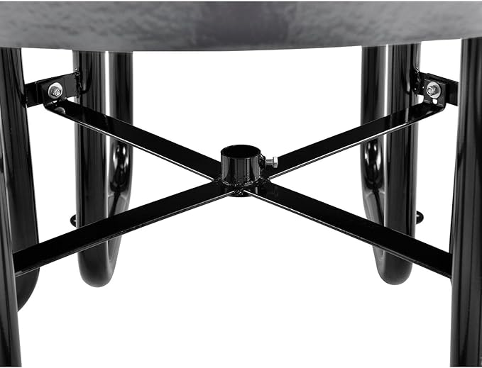 Global Industrial 46" Round Picnic Table, Perforated Metal, Thermoplastic Coating, Attached Benches, 1-1/2” Umbrella Pole Hole, Outdoor-Rated, 1000 lbs Capacity, Gray