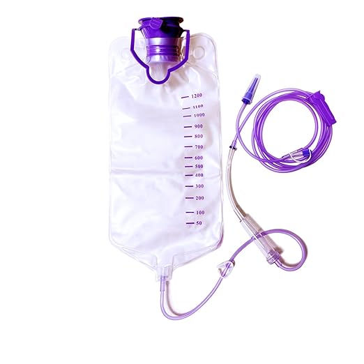 Water Drip Bags,1200ml Nutrition Bag Fluid Bag with Large Bore & Tube, 1Pcs