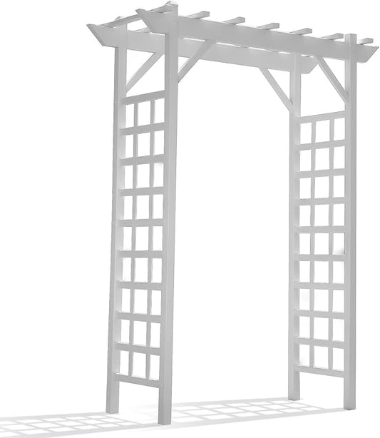 Dura-Trel PVC Garden Arbor, Arch Support for Climbing Plants, Providence, White, 64" x 85"