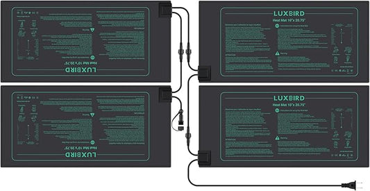 LUXBIRD 4 Pack Daisy Chain Seedling Heat Mats for Indoor Plants, Green Houses, Germination, Hydroponic Garden, Waterproof Durable (LB-HMDC-04)