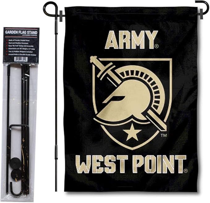 College Flags & Banners Co. Army Black Knights Athena Garden Flag with Stand Holder