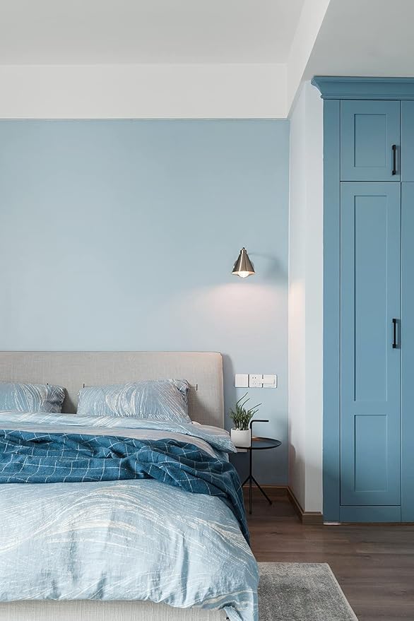 Dimoon 118''x17.7'' Blue Peel and Stick Wallpaper Contact Paper Modern Self Adhesive Wall Paper Removable Renter Friendly Textured Solid Color Shelf Cabinet Vinyl Roll (118''x17.7'',Light Blue)