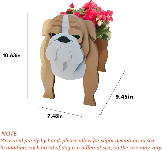 English Bulldog Dog Planter Plant Pots,Cute Garden Dog Flower Planter,Dog Planters Birthday Gifts for Women,Office,Indoor/Outdoor Decor（9.45 * 7.48 * 10.63in）