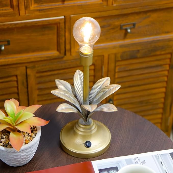JHY DESIGN Battery Operated Lamp 13''H Vintage Decorative Cordless Lamp with LED Bulb Small Table Lamp for Bedroom Living Room Bedroom Kitchen Wedding Patio Home Decor(Antique Gold)