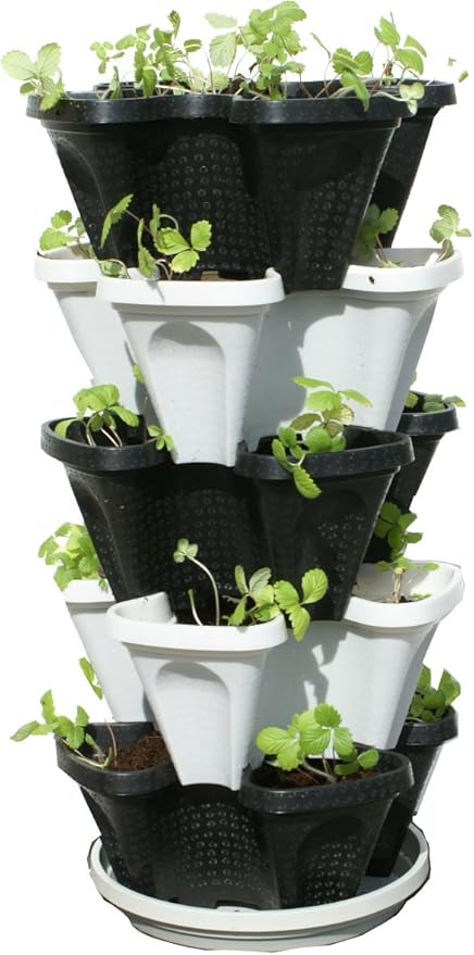 Mr. Stacky Multiple Color (Black + White) 5 Layer 13inch Vertical Planter