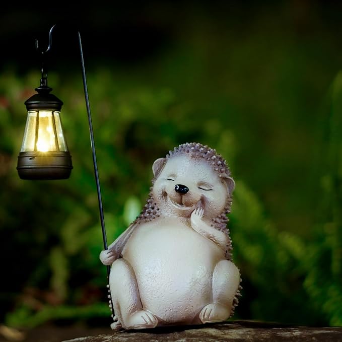 Solar Hedgehog Statue Garden Decor, Solar Hedgehog Statue Lights Outdoor, Waterproof for Patio, Balcony, Yard, Lawn, Father Day & Mother Day Garden Housewarming Gifts for Women, Men, Mom, Dad, Grandma