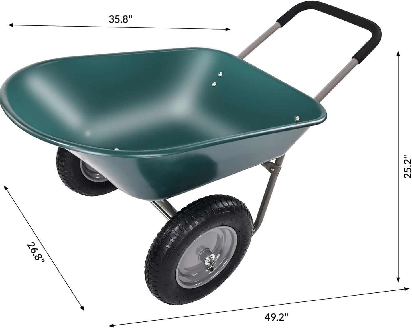 Dual-Wheel Home Garden Yard Utility Wheelbarrow Cart with Built-in Stand