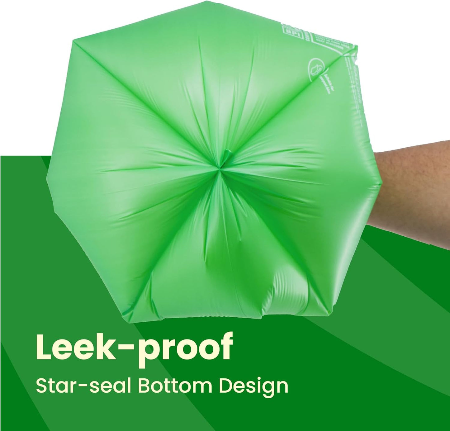 3 Gallon Compostable Trash Bags, 100 Bags Compost Bags for Countertop Bin, BPI Certified and Meet The ASTM D6400 Standard