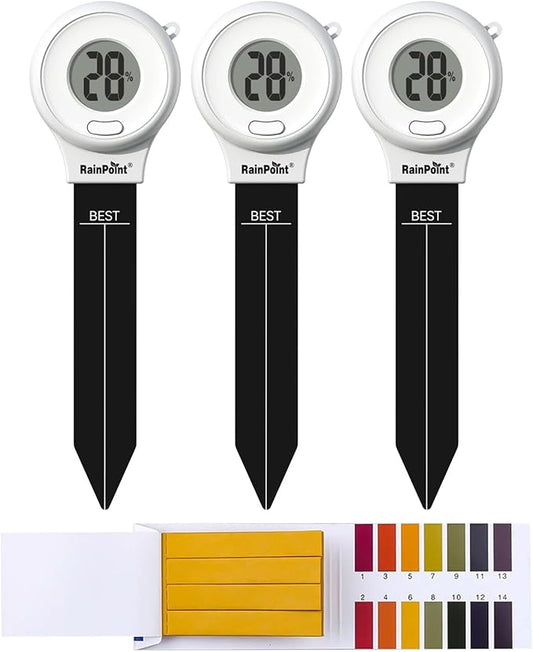 RAINPOINT Digital Compact Soil Moisture Meter for Indoor/Outdoor Plants, Soil Probe Hygrometer Sensor Tester Sets for Garden Lawn Farm, Easy Operation House Pot Plants Moisture Detector- 3 pcs