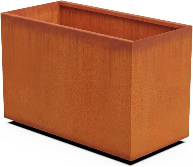 Corten Steel Planter Rectangle Outdoor Metal Garden Box Heavy Duty | Made in USA | Fully Assembled