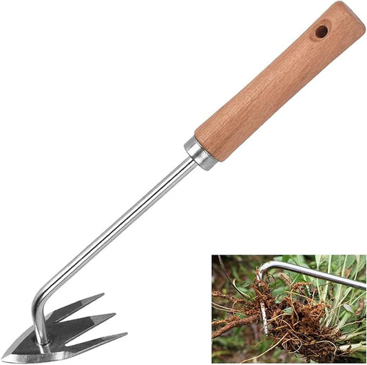Weeding Artifact Uprooting Garden Weeding Tool, Upgraded Weed Removal Tool, Stainless Steel/Manganese Steel Weed Puller Manual Weeders for Home Gardening Yard Farmland (Wood Handle)