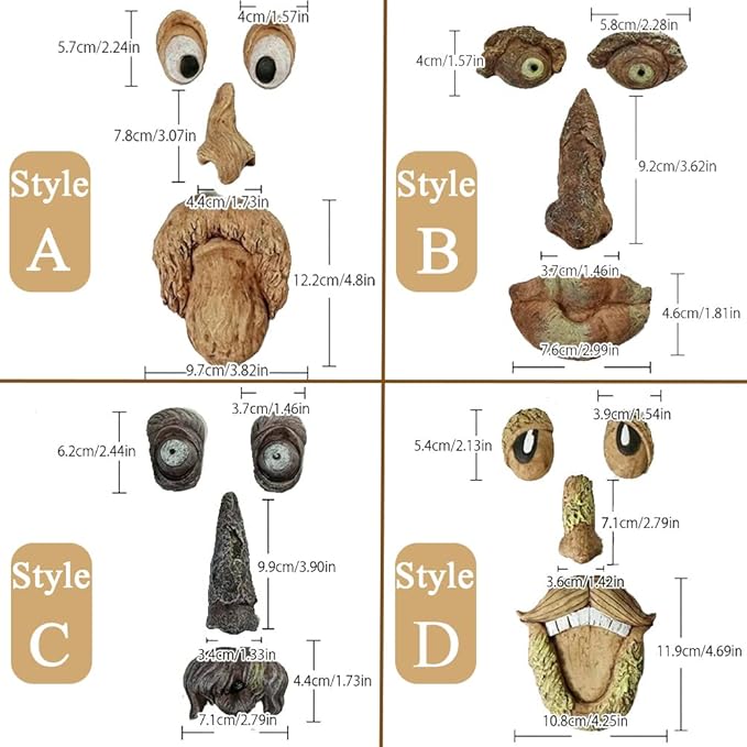4 Pack Tree Faces Decor Outdoor with 20 Screws, Tree Face Outdoor Statues Old Man Tree Hugger Bark Ghost Yard Art Garden Decoration, Tree Decorations Outdoor for Halloween Easter