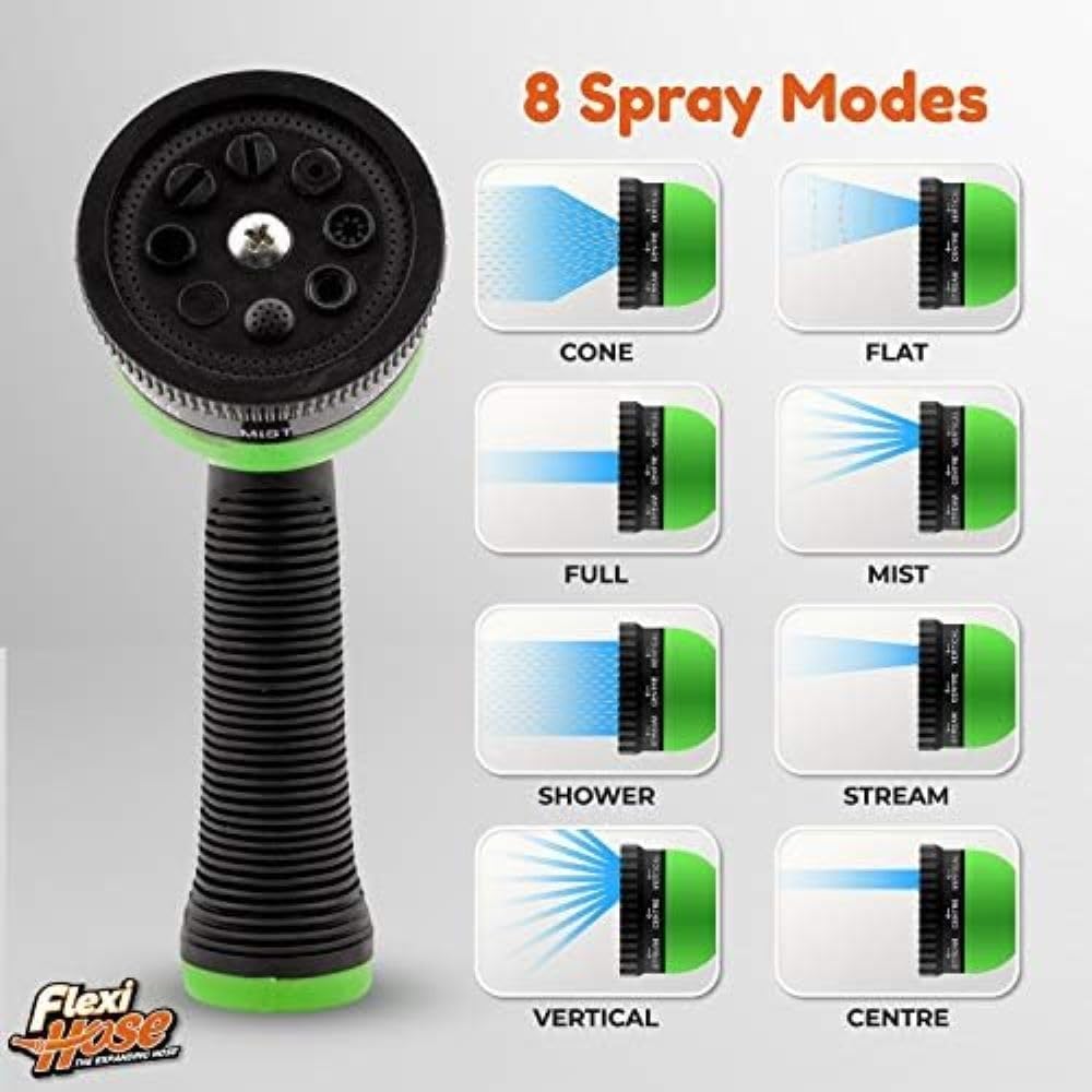 Flexi Hose Lightweight Expandable Garden Hose, No-Kink Flexibility, 3/4 Inch Solid Brass Fittings and Double Latex Core (150 FT, Black)