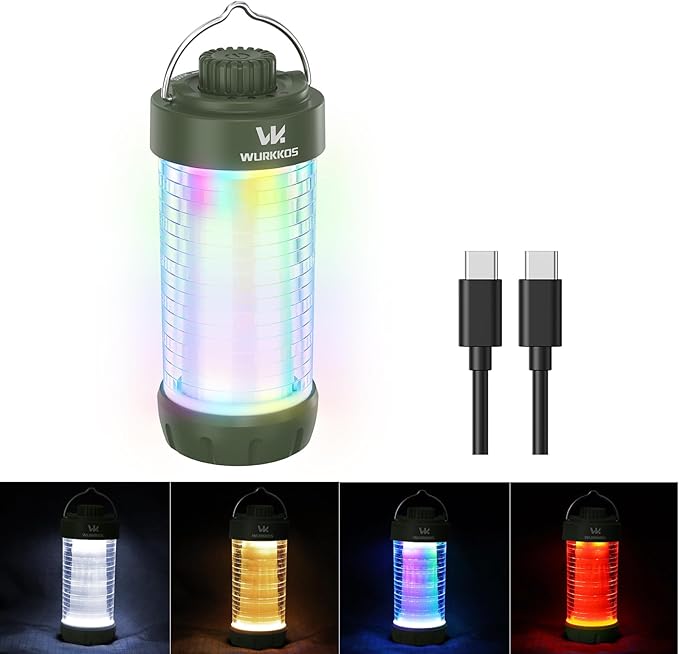 Wurkkos CL01 Camping Lantern Rechargeable, 550LM Waterproof Tent Light with Magnet Base, Up to 300H Runtime,Portable Lantern Flashlight with RGB light,Emergency Camp Light for Hurricane,Hiking,Camping