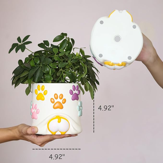 GUGUGO Cute Dog Planter Pots, Colorful Gardening Pots with Drainage Hole, Funny Unique Animal Flower Pots for Indoor Plants, Modern Boho Decor Funky Corgi Gifts for Corgi Lovers