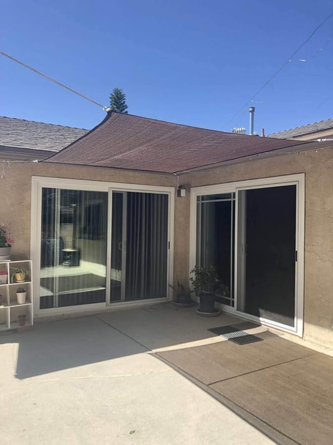 Eden's Decor Straight Flat-Edged Sun Shade Sail Rectangular 5' x 17' Brown UV-Blocking Outdoor Canopy Fabric Cloth Awning for Pergola Patio Garden Backyard Custom Size