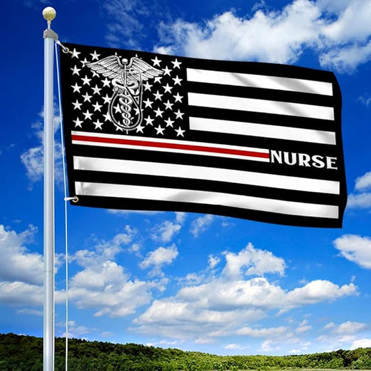 FLAGWIX American Flag-Nurse Flag Thin Red Line Nurse Grommet Flag TRN1388GFv1, 3x5 ft., No Flag Pole Rings-USA Heavy Duty Flags Canvas Cotton-Durable Indoor Outdoor Flag