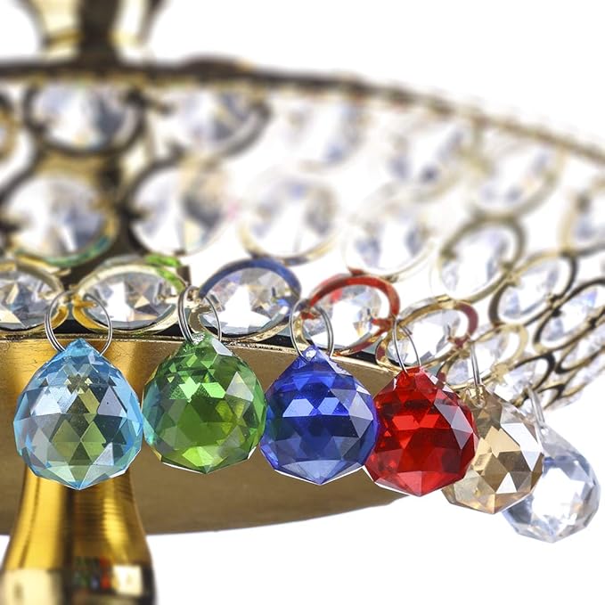 H&D 20mm Multi-Color Crystal Ball Prism Feng Shui Faceted Decorating,Pack of 12