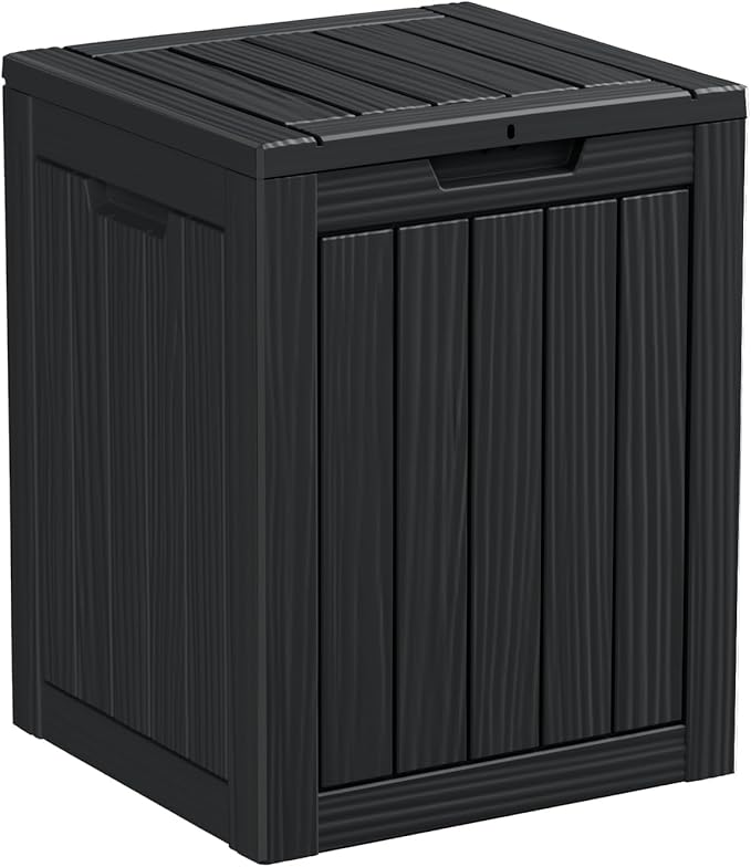 DRATO Deck Boxes, 28 Gallon Outdoor Storage Box for Patio Cushion, Sports Equipment, Garden Tools, Waterproof and UV Resistant, Lockable Black