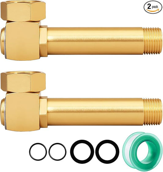 Garden Hose Reel Replacement Fitting,Brass 3/4"GHT Female to 1/2"NPT Male Swivel Elbow adapter (4.72 inches in length 2 piece)