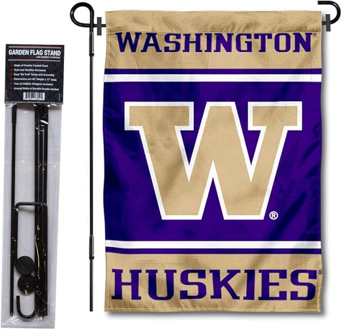 College Flags & Banners Co. Washington Huskies Garden Flag with Stand Holder