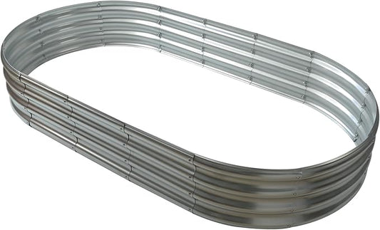 Durable -0.8MM Thick,Crimped Edge 6X3X1 FT Large Oval Galvanized Steel Raised Garden Bed/Galvanized Metal Planter Box for Planting in The Backyard/Garden (Silver, 72X36X12 Inches)