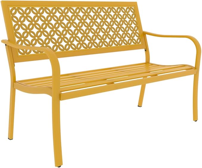 Grand patio 50" Outdoor Bench Garden Bench with Armrests Bench for Outdoors Lawn Yard Porch Sunflower Yellow