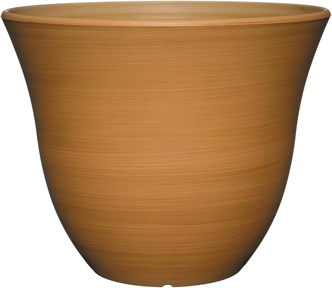 Classic Home and Garden Honeysuckle Resin Flower Pot Planter, Bamboo Brown, 13"