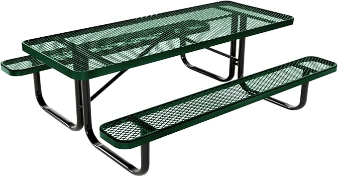 Coated Outdoor Furniture Heavy-Duty Portable Outdoor Kids Table, Expanded Metal Kids Picnic Table, Commercial-Grade Picnic Table, Made in America (6ft Rectangular, Childrens, Green)