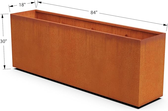 Corten Steel Planter Rectangle Outdoor Metal Garden Box Heavy Duty | Made in USA | Fully Assembled