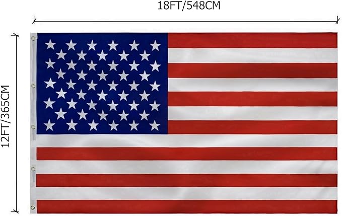 American Flag 12x18 Outside, US Flags for Outdoor Indoor, Heavy Duty Durable, Deluxe Embroidered Stars, Brass Grommets, Sewn Stripes, Vivid Color, Fade Resistant and waterproof