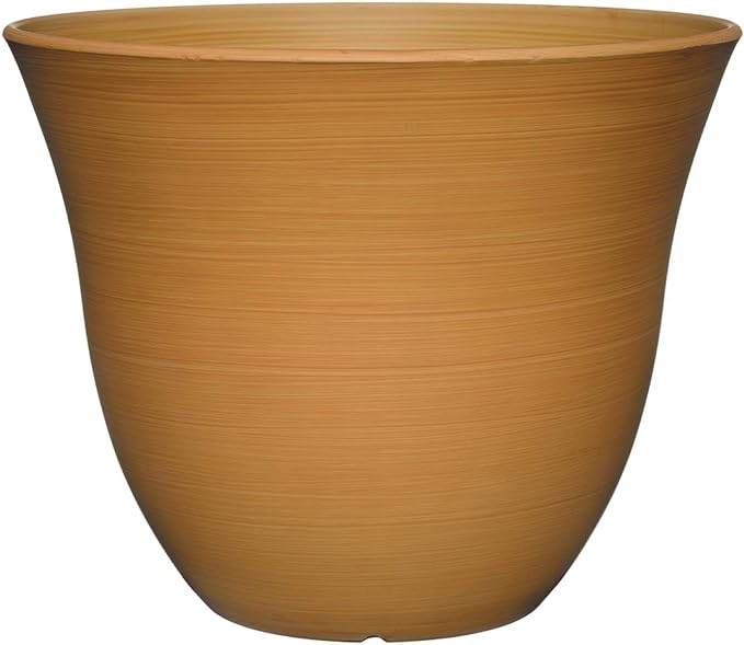 Classic Home and Garden Honeysuckle Resin Flower Pot Planter, Bamboo Brown, 15"
