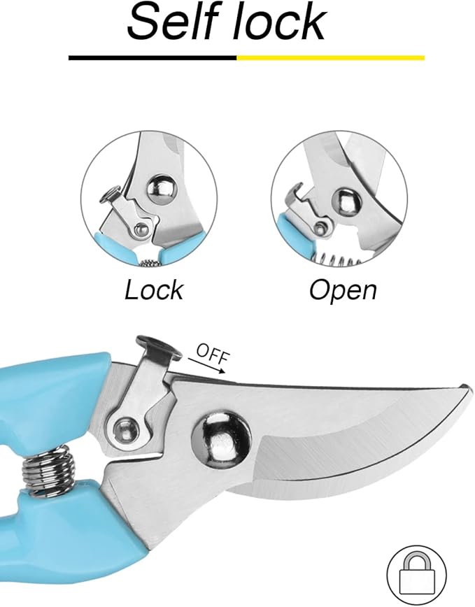 Curve Gardening Scissor with Sharp Stainless Steel Blade Garden Shears for Cutting Flowers Trimming Plants of Yard Florist Flower Rose Herb Hedge Bonsai and Fruits Picking