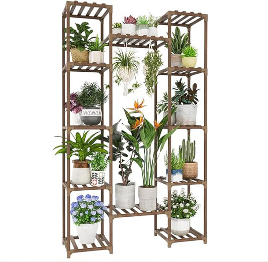 Plant Stand Indoor Outdoor 62.2“ Tall Large Plant Shelf Corner Tiered Plant Stands for Multiple Plants for Living Room Wood Hanging Plant Holder for Garden Balcony Patio Decor