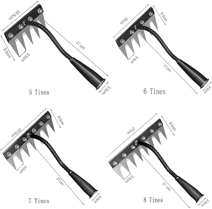 Gardening Hand Weeder Puller Tool, Manual Weeder with Detachable Blade Weeder Puller Tool,High-Carbon Steel Weed Removal Tool for Farm Lawn Garden, 5/6/7/8 Teeth Sizes (6 Teeth)