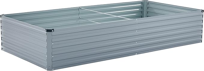 8x3x1.5ft Galvanized Raised Garden Bed,Outdoor Planter Box Metal Patio Kit Planting Bed for Vegetables Flowers Herb,Grey