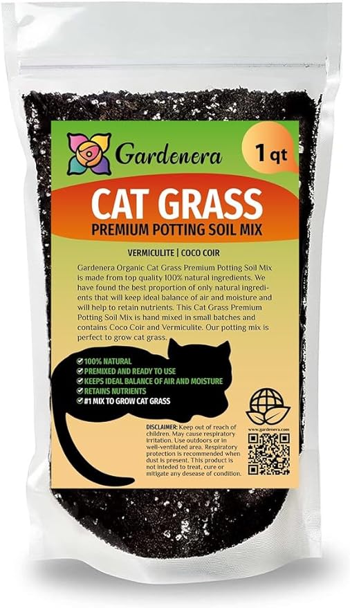 Cat Grass Potting Soil - Create an Enjoyable and Nutritious Experience for Your Feline Friend - 1 Quart
