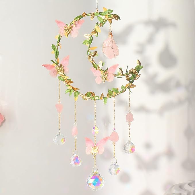 Butterfly Crystal Sun Catcher Hanging Good Luck Charms Suncatcher Room Decor Prism Rainbow Maker for Windows Home Office, Blessed Gift Ideas for Chrismas Thanksgiving Birthday