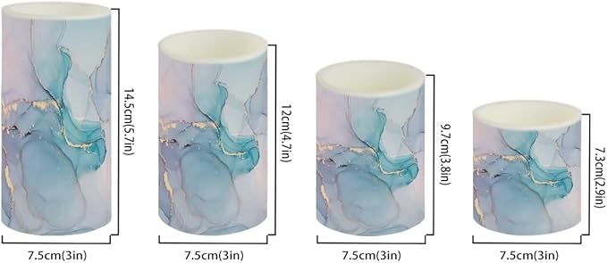 Flameless LED Candles Electric Candles with Remote Timer Color Changing Control Long Lasting for Home Table Centerpiece Decoration Pack of 4, Marble Blue Purple